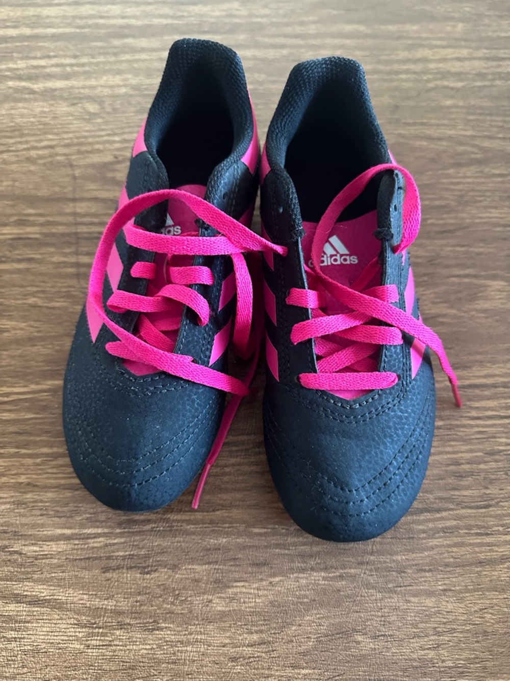adidas Black and Pink Kids Lace-Up Sneakers